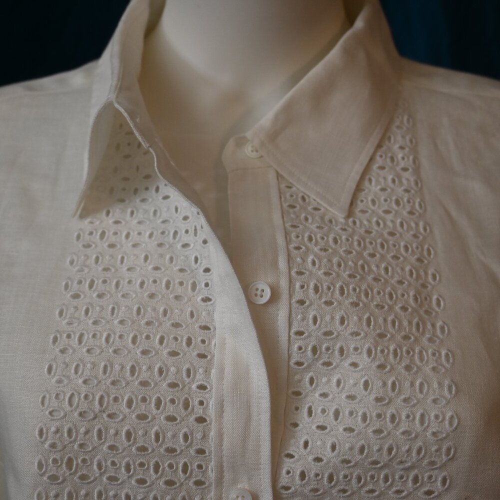 Talbots Linen Long Sleeve Blouse - Picture 2 of 8